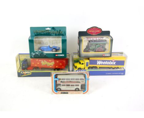 Corgi model vehicles to include 55802 limited edition Kenworth W925 Semi Box Container Navajo, 17601 Hills of Botley Scammell