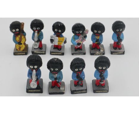 Ten Robertsons Golly musician figures, H: 73mm. UK P&P Group 2 (£20+VAT for the first lot and £4+VAT for subsequent lots) Not