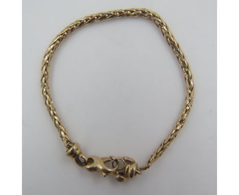 18ct gold bracelet, set with a single cabochon stone, L: 19 cm, 7.8g. UK P&amp;P Group 0 (£6+VAT for the first lot and £1+VAT