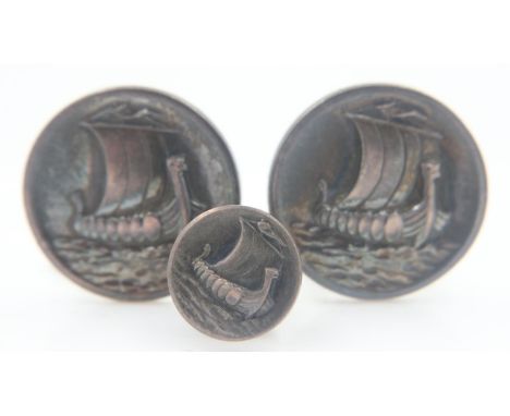 Georg Jensen pair of silver Viking Longship cufflinks and tie pin. UK P&amp;P Group 1 (£16+VAT for the first lot and £2+VAT f