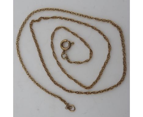 9ct gold twist-link neck chain, 1.4g, L: 38 cm. UK P&amp;P Group 0 (£6+VAT for the first lot and £1+VAT for subsequent lots)