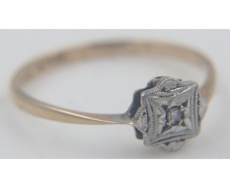 9ct gold illusion set diamond ring, size R, 1.5g. UK P&amp;P Group 0 (£6+VAT for the first lot and £1+VAT for subsequent lots