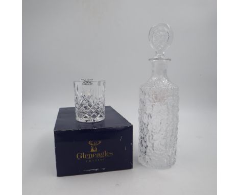 Whitefriars, Geoffrey Baxter decanter, H: 34cm, with a boxed set of six Gleneagles crystal tumblers. UK P&amp;P Group 3 (£30+