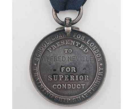 Training Ship Shaftesbury silver medal, awarded for Superior Conduct, dated 1894. UK P&amp;P Group 1 (£16+VAT for the first l