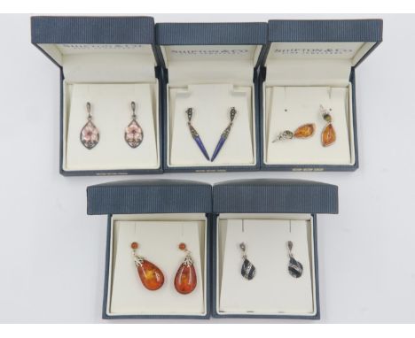 Five pairs of boxed silver earrings. UK P&amp;P Group 1 (£16+VAT for the first lot and £2+VAT for subsequent lots) 