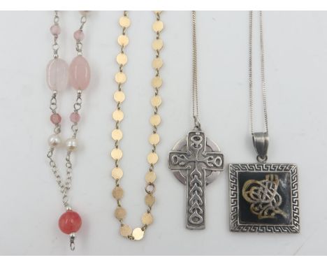 Four 925 silver necklaces. UK P&amp;P Group 0 (£6+VAT for the first lot and £1+VAT for subsequent lots) 