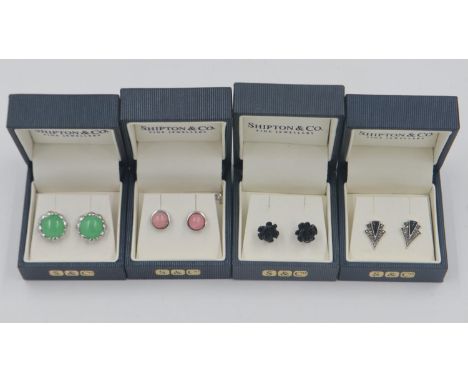 Four pairs of boxed silver earrings. UK P&amp;P Group 1 (£16+VAT for the first lot and £2+VAT for subsequent lots) 