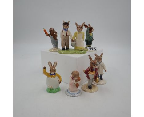 Seven Royal Doulton Bunnykins figures, 3 of which are 2nds. UK P&amp;P Group 3 (£30+VAT for the first lot and £8+VAT for subs