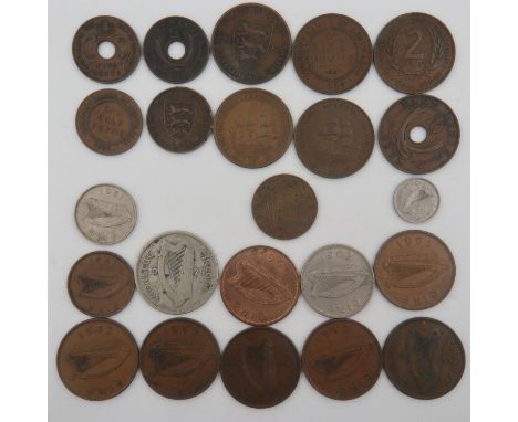 UK territories and Irish coins, including silver examples. UK P&amp;P Group 1 (£16+VAT for the first lot and £2 +VAT for subs