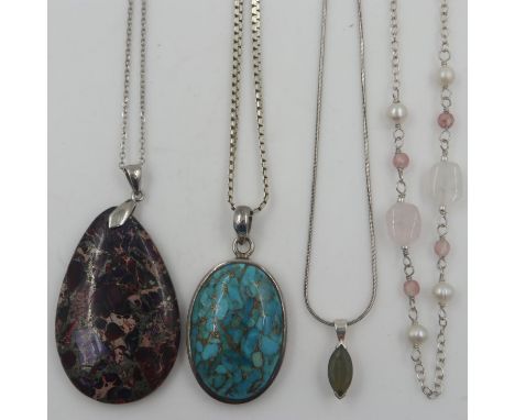 Four 925 silver necklaces. UK P&amp;P Group 0 (£6+VAT for the first lot and £1+VAT for subsequent lots) 