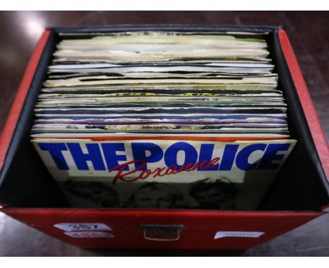 Case of vinyl singles, artists to include The Police, Gary Numan, Phil Collins. UK P&amp;P Group 2 (£20+VAT for the first lot
