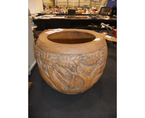 South East Asian hand carved teak planter, H: 21 cm. UK P&amp;P Group 2 (£20+VAT for the first lot and £4+VAT for subsequent 