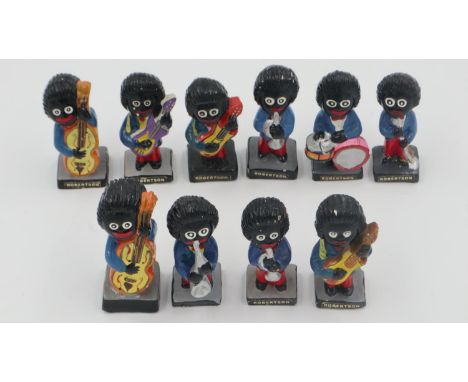 Group of ten Robertson's Golly musician figures, H: 73mm. UK P&P Group 2 (£20+VAT for the first lot and £4+VAT for subsequent