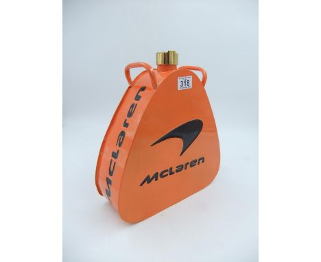 Orange McLaren petrol can. H: 35cm. UK P&amp;P Group 3 (£30+VAT for the first lot and £8+VAT for subsequent lots) 
