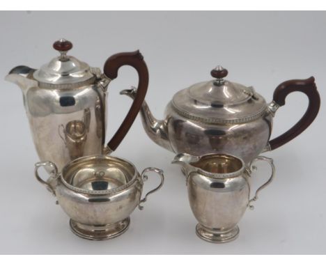 Hallmarked silver four piece tea service, Birmingham assay 1932/33, combined 1721g. UK P&amp;P Group 3 (£30+VAT for the first