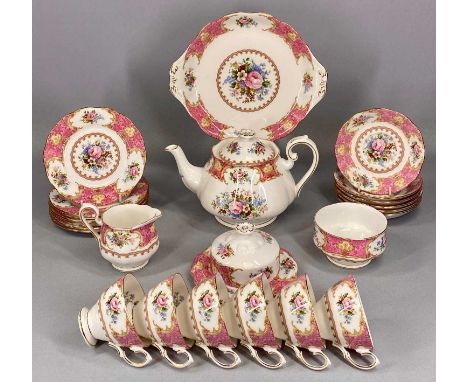 ROYAL ALBERT 'LADY CARLYLE' PATTERN TEA SERVICE including teapot and stand, approx. 24 piecesProvenance: private collection W
