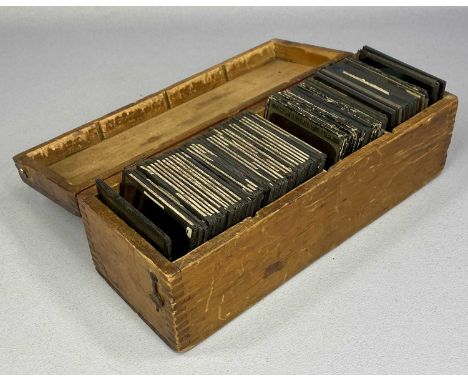 COLLECTION OF VINTAGE MAGIC LANTERN SLIDES, contained in a pine box, approx. 80Provenance: private collection Conwy