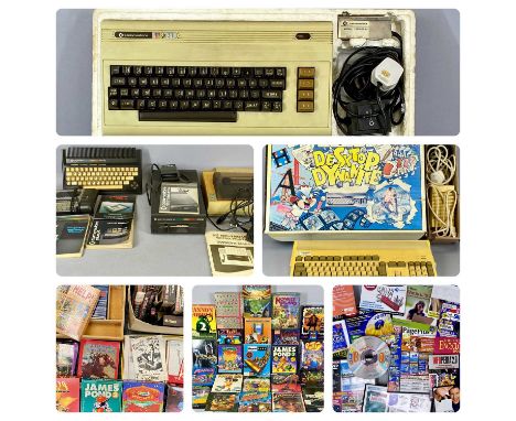 RETRO COMPUTER/GAMING: Commodore VIC-20 colour computer, Commodore Amiga 1200 console, Commodore single floppy disk drive, la