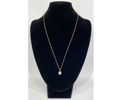 9CT GOLD OPAL PENDANT on 9ct gold fine link chain, 45cms (l), 1.3gmsProvenance: private collection Denbighshire