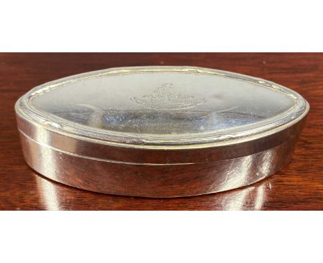 EDWARD VII OVAL SILVER SNUFF BOX, hinged cover with marquess crown crest, gilded interior, Stokes & Ireland, Chester 1905, 2.