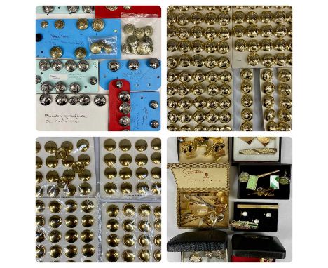 VARIOUS CUFFLINKS, TIE PINS, UNIFORM BUTTONS & OTHER ITEMSProvenance: private collection Conwy