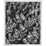 Andreas Paul Weber. Publikum. Tuschpinsel, laviert. Um 1960. 42,0 : 34,8 cm (56,0 : 47.7 cm).