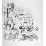 George Grosz. P. S.: The Baby was saved. Rohr- und Tuschfeder. 1941. 43,5 : 44,0 cm (59,2 : 46,0