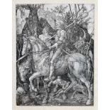Albrecht Dürer. Der Reiter (Ritter, Tod und Teufel). Kupferstich. 1513. 24,6 : 18,8 cm. In der