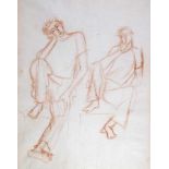 Werner Gilles. Sitzende Fischer. Rötelzeichnung. Ohne Jahr. 43,5 : 31,5 cm. Rückseitig mit