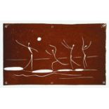 Pablo Picasso. Jeu de ballon sur une plage. Farbiger Linolschnitt. 1957. 8,0 : 13,0 cm (23,8 : 15,