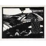 Hugo Johnsson. Die Landschaft. 10 Linol-Schnitte. Um 1920. Ca. 20 : 23 cm. Signiert und