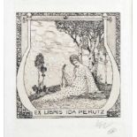 Heinrich Vogeler. Exlibris Ida Perutz. Radierung. 1904. 10,0 : 8,0 cm (20,8 : 15,0 cm).