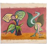 Werner Gilles. Die Verliebten. Öl auf Leinwand. [1951]. 23,0 : 32,5 cm (28,5 : 32,5 cm). Signiert.