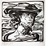 Max Kaus. Sechs Holzschnitte, davon zwei farbig. 1975. 20,0 : 20,5 cm (Blattformat). Signiert,