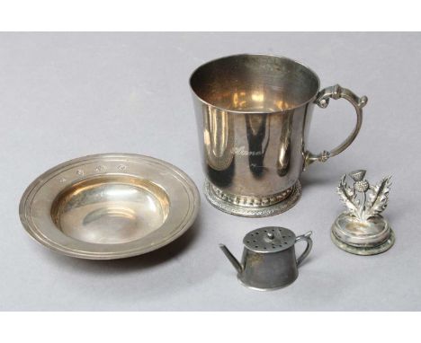 A Collection of Assorted Silver, including a christening-mug, by Mappin and Webb, Birmingham, 1934, engraved 'Anne', 7cm high