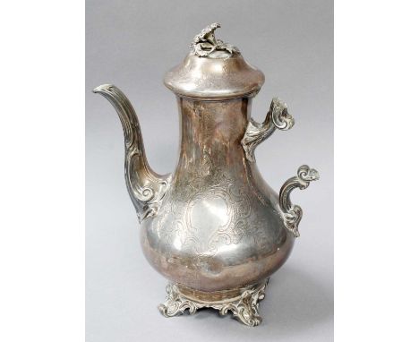 A Victorian Silver Coffee-Pot, by Edward, Edward, John and William Barnard, London, 1843, tapering and on four scroll feet, e