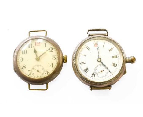 A Borgal Type Case ''Trench'' Wristwatch, and a silver enamel dial Rolex ''Trench'' wristwatch (2)Inside the case is stampled