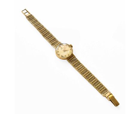 A Lady's 9 Carat Gold Omega Wristwatch, bracelet clasp with a 9 carat gold hallmark, with Omega boxGross weight: 18.7 grams