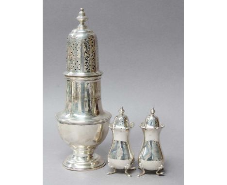 A George V Silver Caster, by Goldsmiths and Silversmiths Co. Ltd., London, 1913, in the George II style, the pierced detachab