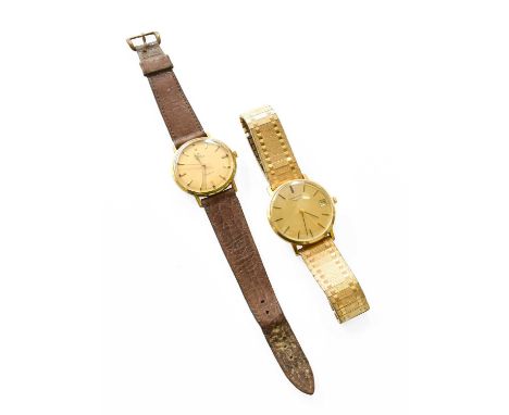 A Plated Centre Seconds Omega Wristwatch, and a plated centre seconds Longines wristwatch (2)The Longines case with plating r