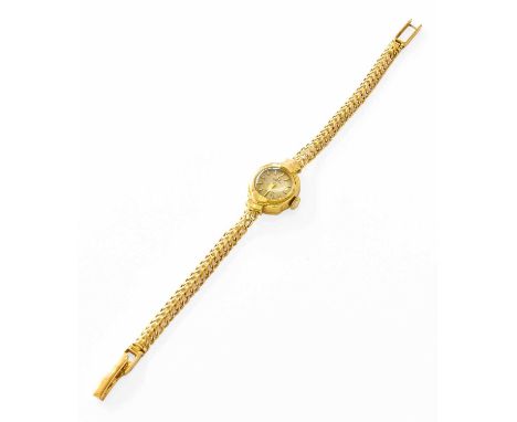 A Lady's 18 Carat Gold Omega Wristwatch, bracelet clasp with an 18 carat gold hallmarkGross weight: 16.9 grams