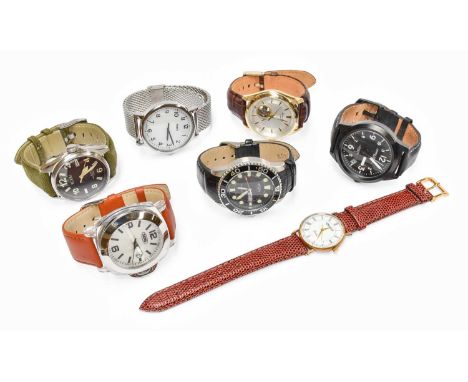 A Selection of Wristwatches including, a Plates Automatic Accurist Wristwatch with box, a Rotary Quartz Day Date Wristwatch w