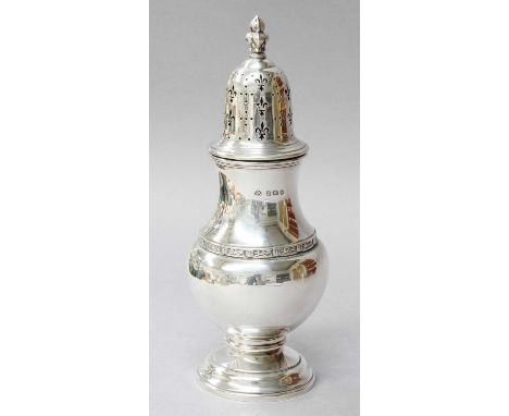 An Edward VIII Silver Caster, by Adie Brothers, Birmingham, 1936, baluster and with Royalist lion and fleur-de-lys band, the 