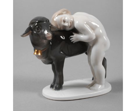 Rosenthal "Spielkameraden"Entwurf Albert Caasmann 1914, grüne Stempelmarke mit Zusatz Kunst-Abteilung um 1915, geprägte Model