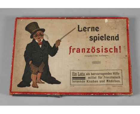 Puzzlespiel "Lerne spielend französisch!"Ein Lotto, als hervorragendes Hilfsmittel ..., Ausgabe I für Anfänger, um 1900, Hers
