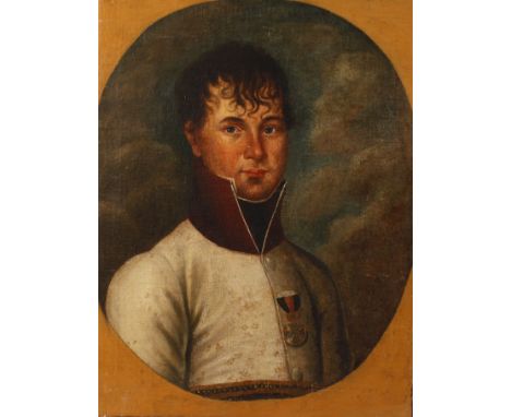 Portrait eines österreichischen SoldatenBrustbildnis in Uniform mit hohem Kragen, trägt das Armeekreuz/Kanonenkreuz 1813/14, 