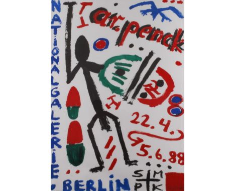 A. R. Penck, Künstlerplakaterschienen anlässlich einer Ausstellung in der Nationalgalerie Berlin im Jahre 1988, Farboffset, u