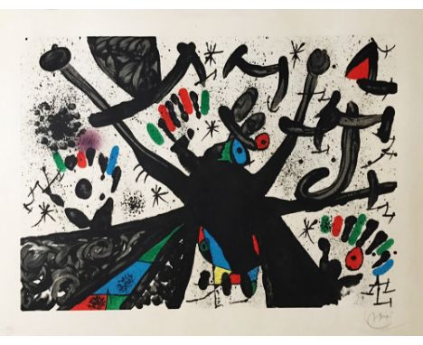 JOAN MIRO, 'Hommage à Joan Prats', original lithograph on Guarro paper, signed in pencil, 123/75, 75cm x 100cm, framed and gl