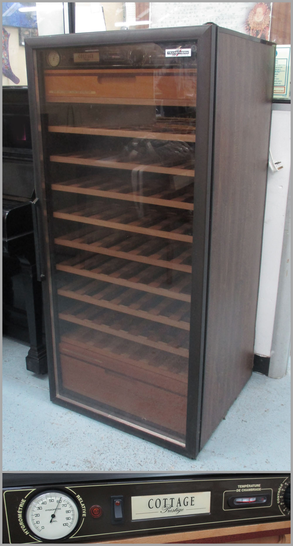 TRANSTHERM COTTAGE WINE FRIDGE, with zone technology, 68cm x 63cm x 14cm.