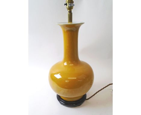 CHINESE CERAMIC TABLE LAMP, of vase form, late 20th century with stand, 41cm H overall.